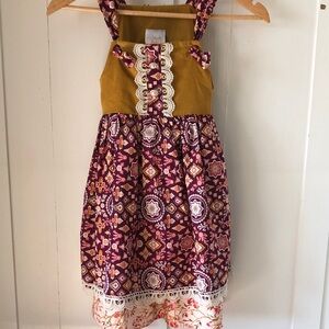 Haute Baby Apron Dress Floral Patterned Kids Dress with Lace Trim 100 cotton